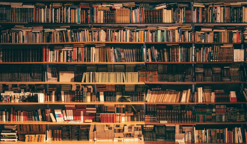 Library shelves of professionally published books