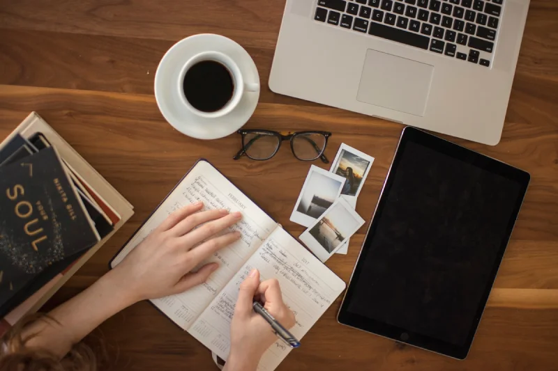 Open notebook and pen for storytelling