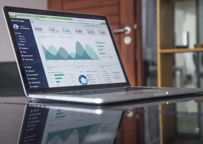 Analytics dashboard on a laptop for website growth