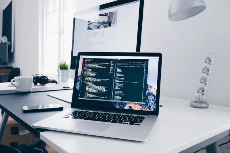 Developer workspace building a modern website